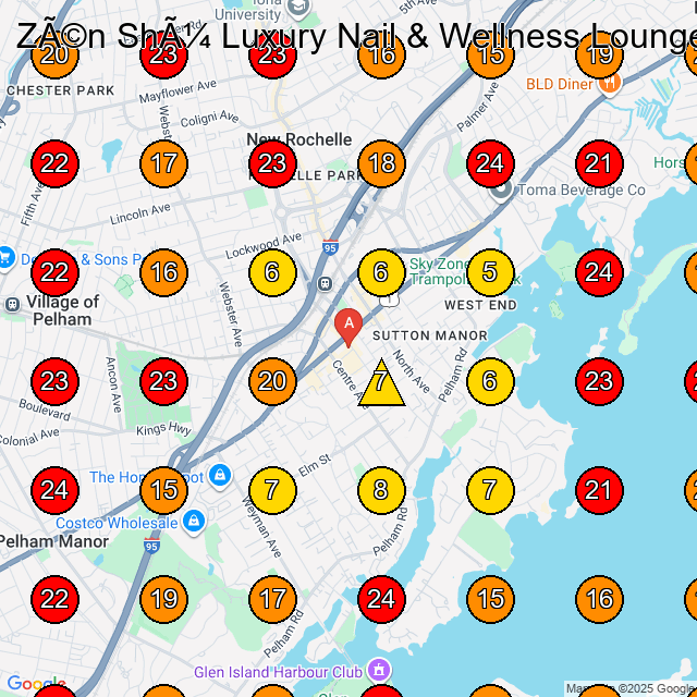 ZÃ©n ShÃ¼ Luxury Nail & Wellness Lounge (ZÃ©n ShÃ¼ Spa) GeoGrid visibility map for Nail Salon in New Rochelle